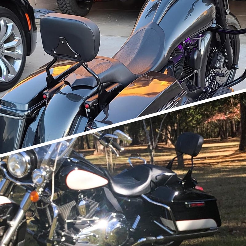 AUFER Detachable Upright Passenger Backrest Sissy Bar With Back Rest Pad Compatible With For Touring Road King Street Glide Electra Glide Road Glide FLHR FLHX FLHT FLTR 1997-2008ï¼ˆBlackï¼‰ - Image 2
